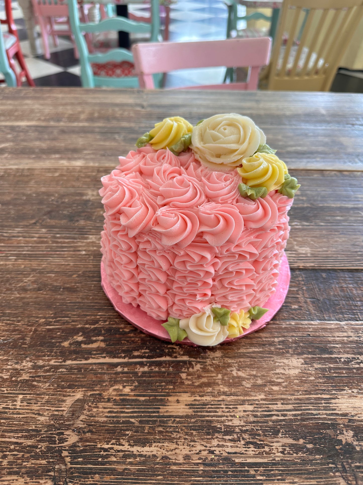 💐5" 2-Layer Floral Ribbon Cake