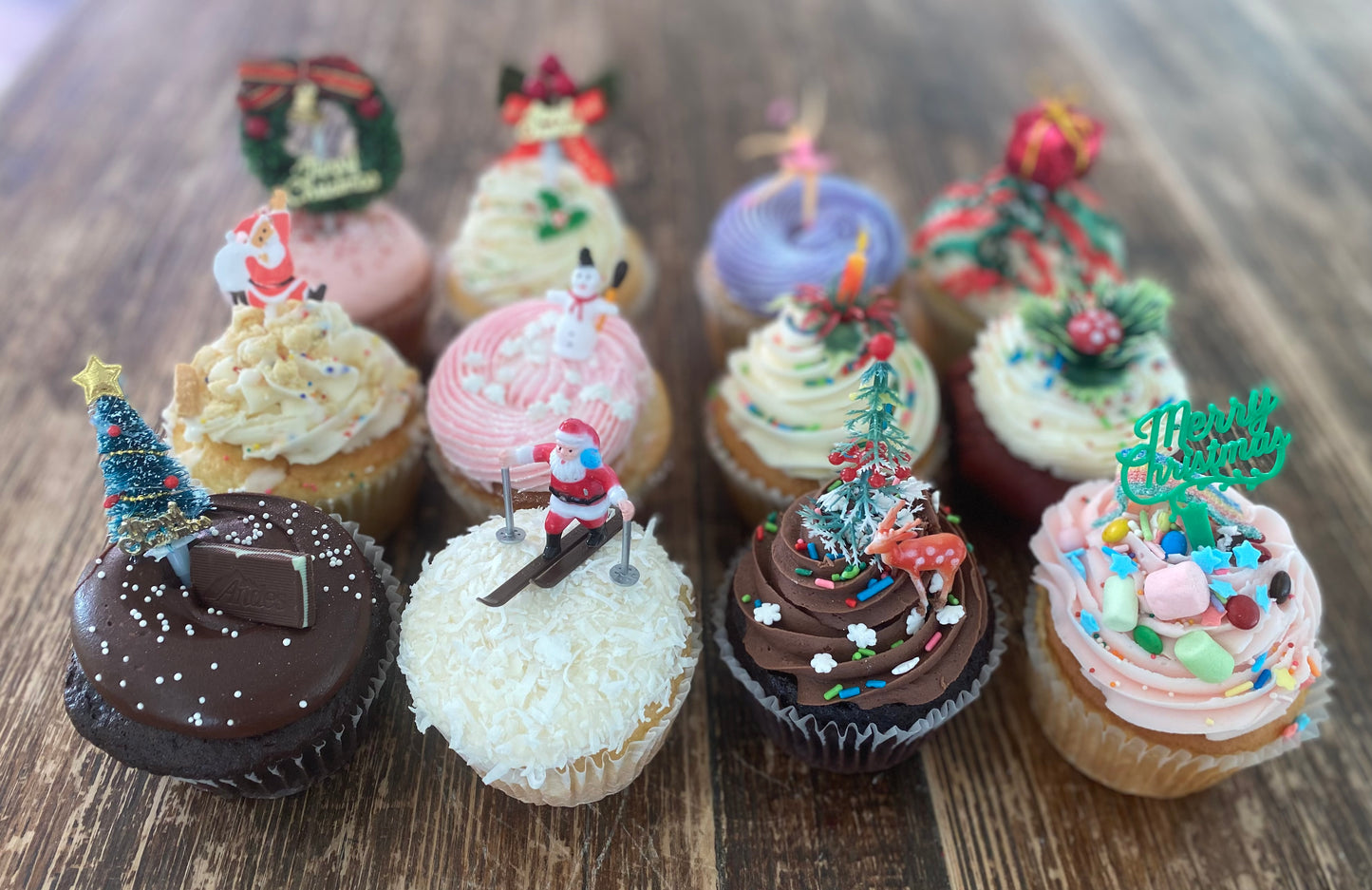 Twelve Cupcakes of Christmas w/Vintage Toppers Dozen