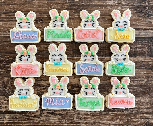 🐰Easter Bunny Sugar Cookie with Custom Name (4, 6, 8, or 12)