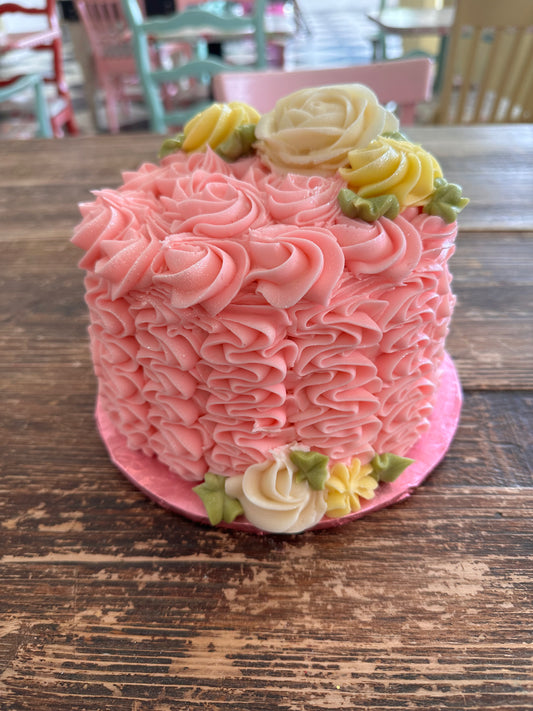 💐5" 2-Layer Floral Ribbon Cake
