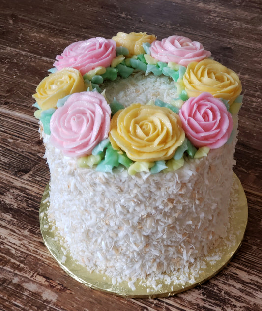 💐5" 2-Layer Lemon Coconut Floral Layered Cake